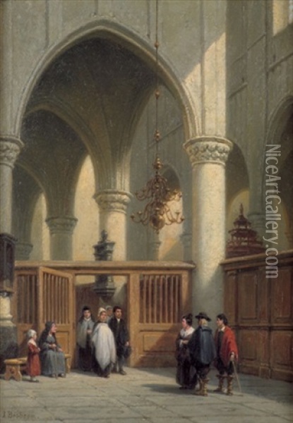 Kircheninterieur Mit Kindstaufe Oil Painting - Johannes Bosboom