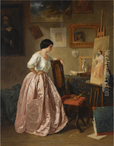In The Artist's Studio Oil Painting - Anna Marguerite Elisabeth Van Limburg Stirum