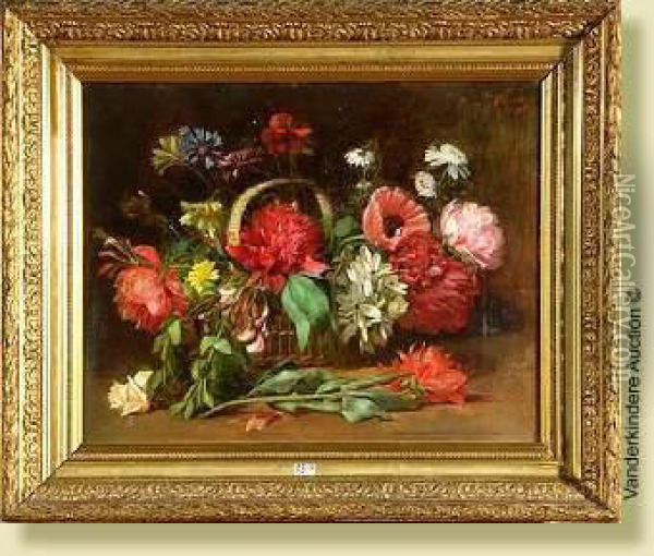Panier De Fleurs Oil Painting - Joseph Brunard