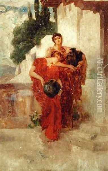 Study for Two Figures in Captive Andromache Oil Painting - Frederic Leighton