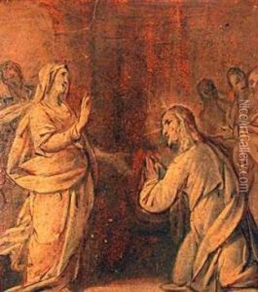 Vaenius ].- Rencontre Entre La Vierge Et Le Christ Oil Painting - Otto van Veen
