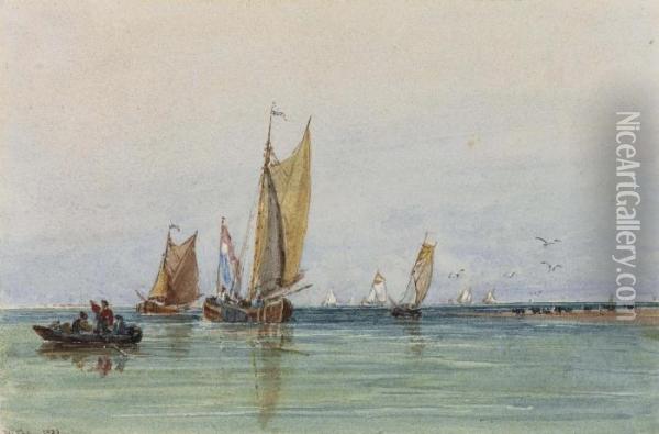 On The Scheldt, Holland Oil Painting - David I Cox