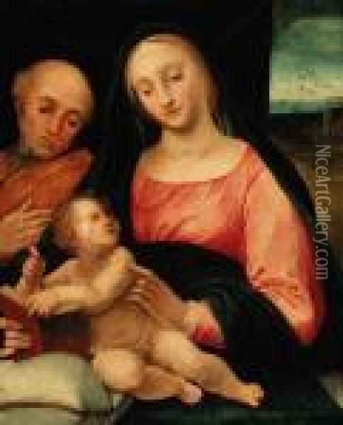 The Holy Family Oil Painting - Bartolomeo Ramenghi (Bagnacavallo)