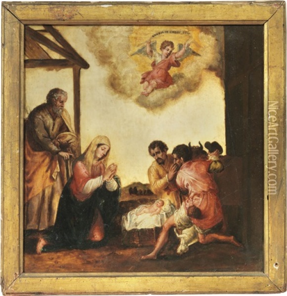 Adorazione Dei Pastori Oil Painting - Felice Brusasorci