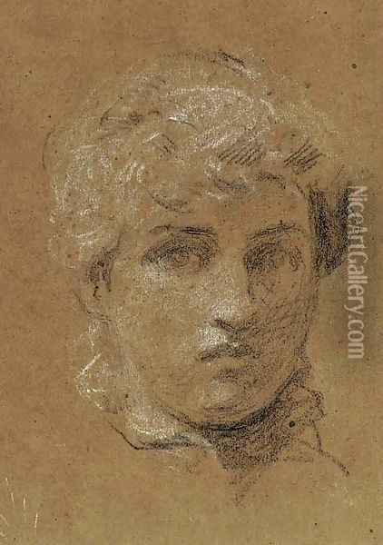 Study of the head of a girl Oil Painting - Albert Joseph Moore