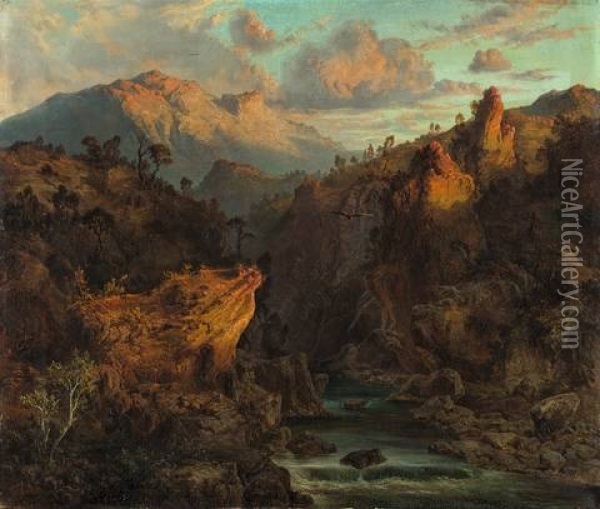 In Den Italienischen Bergen Oil Painting - Albert Ludwig Trippel