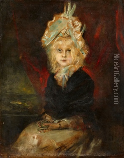 Portrait Of Marion Lenbach Oil Painting - Franz Seraph von Lenbach