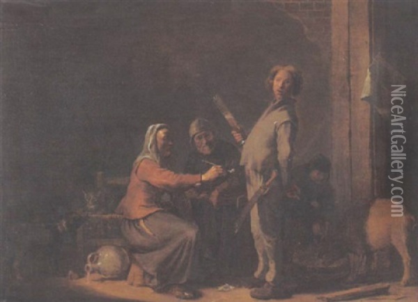 Der Junge Biertrinker Oil Painting - Cornelis Saftleven