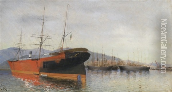 Schiffe Im Hafen Oil Painting - Achille Peretti