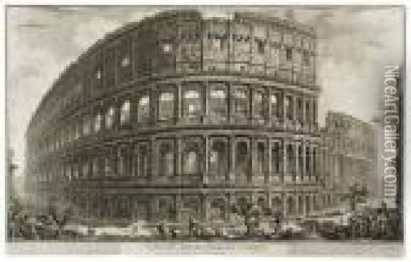 Veduta Dell'anfiteatro Flavio, Detto Il Colosseo Oil Painting - Giovanni Battista Piranesi