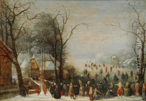 Paysage D'hiver Avec Patineurs Oil Painting - Anthonie van Stralen