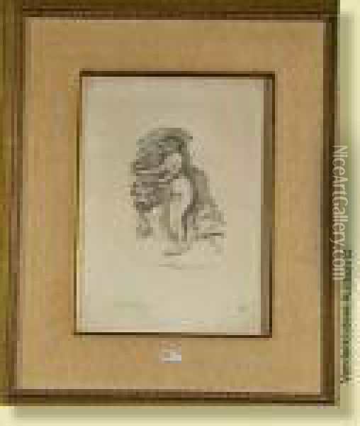 Femmenue, Lithographie Sur 
Papier. Signee En Bas A Gauche Renoir. Ecolefrancaise. Dim.: 32x24cm Oil Painting - Pierre Auguste Renoir