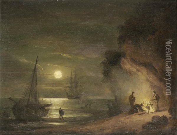 Smugglers Oil Painting - Thomas Luny