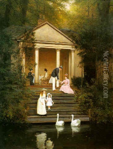 Feeding The Swans Oil Painting - Edith Hayllar