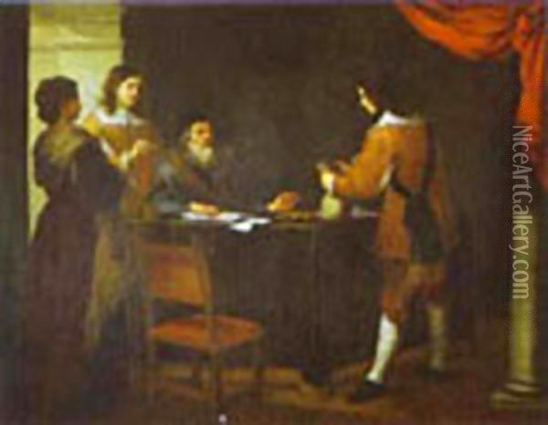The Prodigal Son Receiving His Portion Of Inheritance 1660s Oil Painting - Bartolome Esteban Murillo