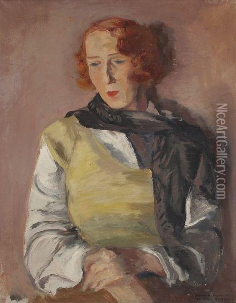 Portrait De Femme Oil Painting - Leopold Gottlieb