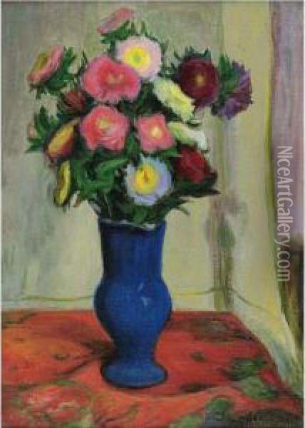 Vase De Fleurs Oil Painting - Wladyslaw Slewinski