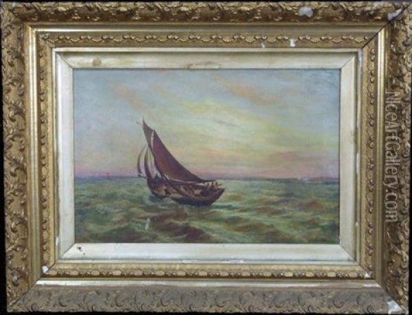 Fishing Smack Oil Painting - Bernard Benedict Hemy