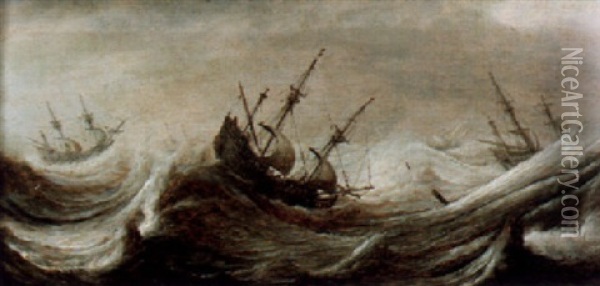 Skepp Pa Stormigt Hav Oil Painting - Pieter Mulier the Elder
