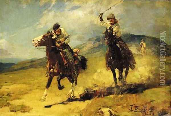 The Horse Thief Oil Painting - Frank Tenney Johnson