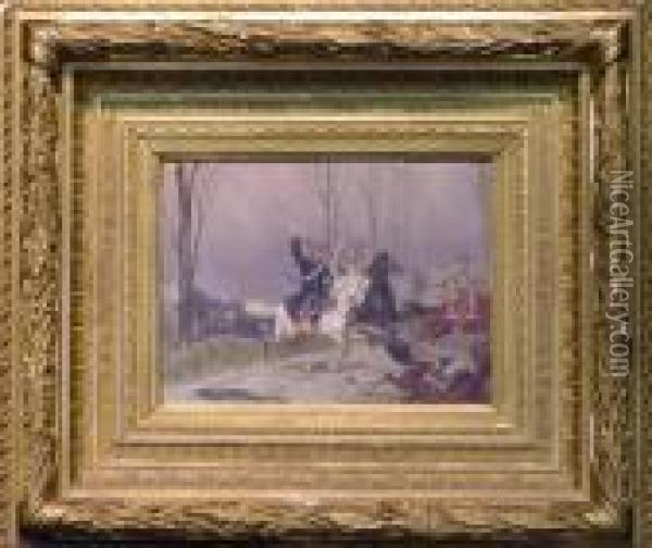 Cavalry Skirmish During Franco-prussian War Oil Painting - Christian I Sell