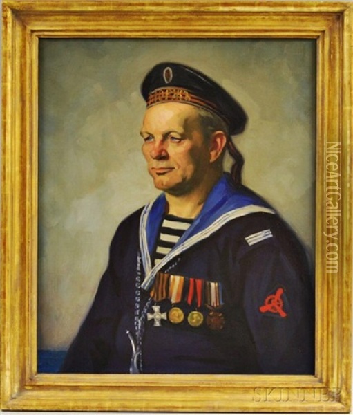 Portrait Of A Russian Sailor Oil Painting - Albert Alexander Smith