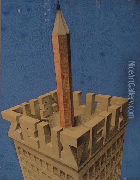 Pencil And Building. Oil Painting - Ernst Deutsch Dryden