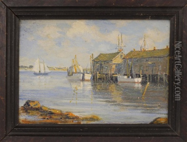 Potter's Dock, Noank Oil Painting - George Albert Thompson