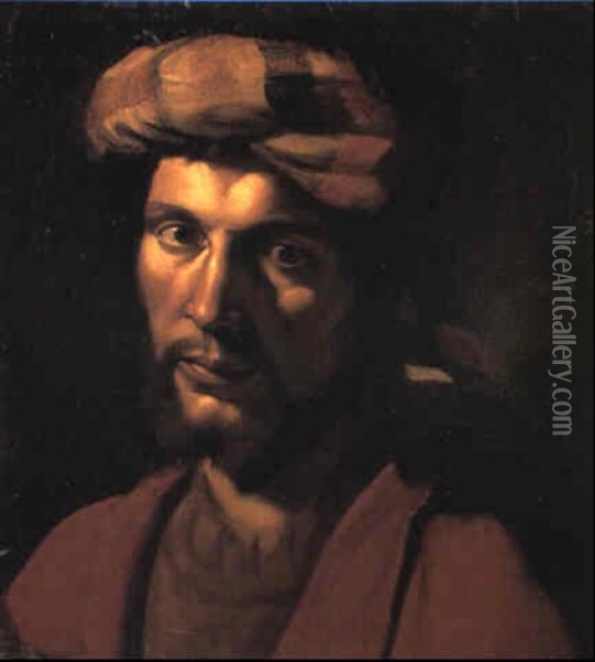 The Head Of A Man In A Turban Oil Painting - Wouter-Pietersz Crabeth the Younger