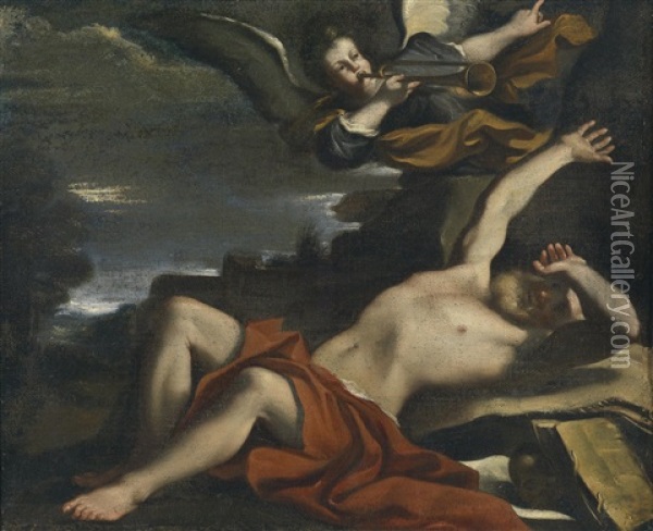 Die Vision Des Heiligen Hieronymus Oil Painting -  Guercino