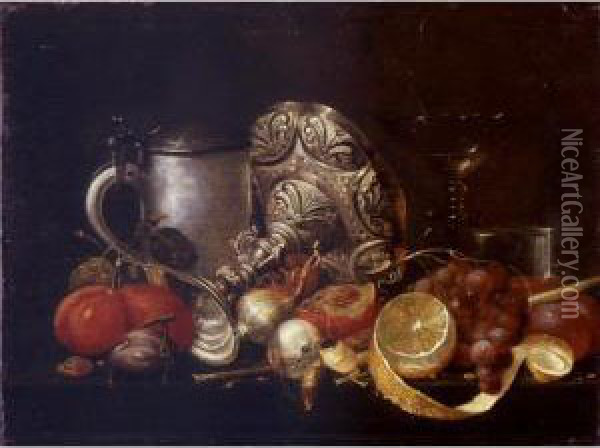 Still Life With A Pipe And Tumbler Oil Painting - Guilliam van Deynum