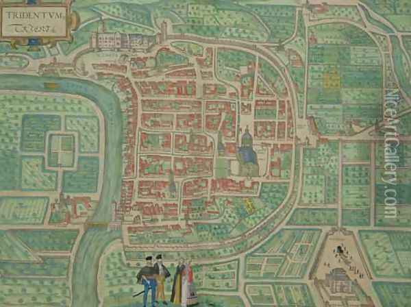 Map of Trento from Civitates Orbis Terrarum Oil Painting - Joris Hoefnagel