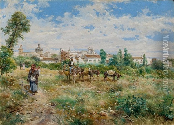 A Las Afueras De Sevilla Oil Painting - Manuel Garcia y Rodriguez