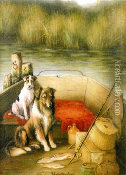 A Day Out Fishing Oil Painting - Valentine Thomas Garland