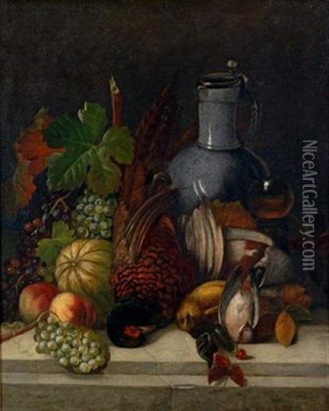 Fruchtestillleben (pair) Oil Painting - Joseph Correggio