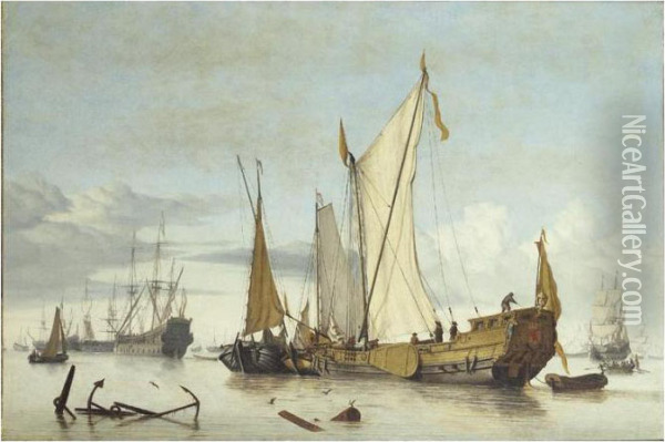 Navire Hollandais Sur Une Mer Calme Oil Painting - Willem van de, the Elder Velde