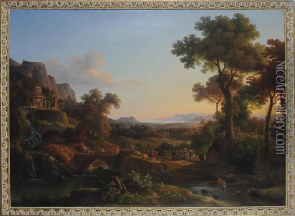 An Arcadian Landscape With The Triumph Of Bacchus Oil Painting - Karoly, the Elder Marko