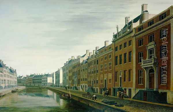 The Bend in the Herengracht near the Nieuwe Spiegelstraat, Amsterdam Oil Painting - Gerrit Adriaensz Berckheyde