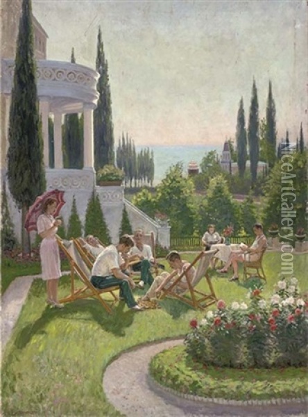 In The Garden, Crimea Oil Painting - Boris J. Vladimirsky