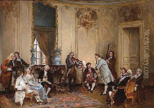 Concierto Musical Oil Painting - Ignacio de Leon Escosura