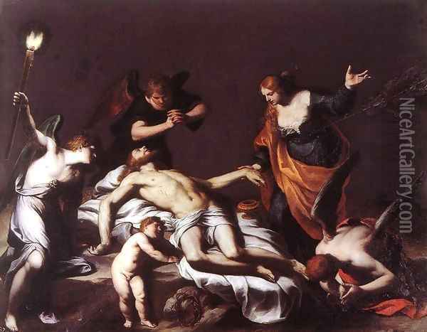 The Lamentation over the Dead Christ Oil Painting - Alessandro Turchi (Orbetto)