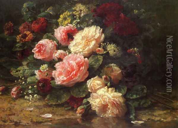 Floral Still Life Oil Painting - Jean-Baptiste Robie