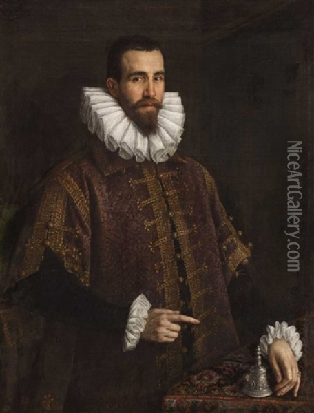 Portrait Of A Man Oil Painting - Leandro da Ponte Bassano
