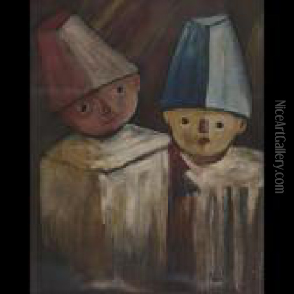 Two Young Friends Oil Painting - Tadeusz Makowski