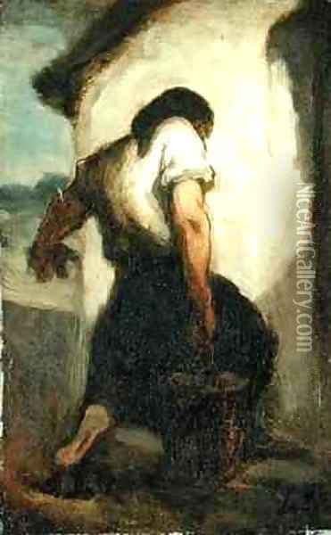 Water Carrier Oil Painting - Honore Daumier