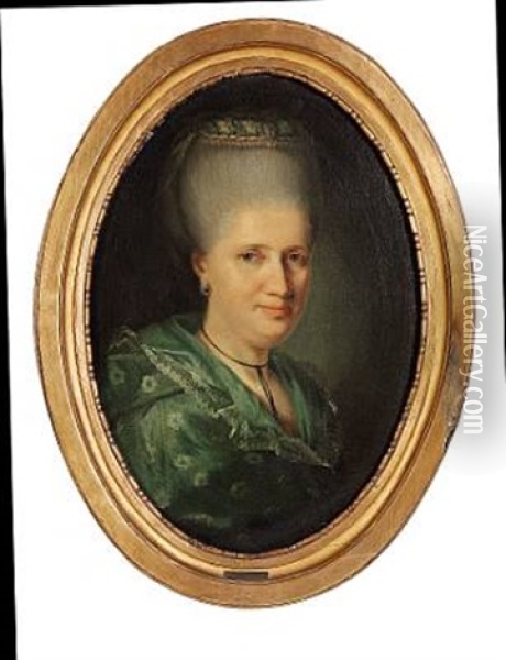 Portrait Of Johanne Maria Mylius, Nee Heitmann Oil Painting - Jens Juel