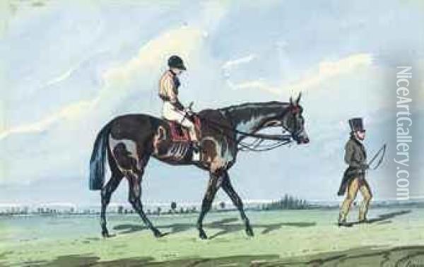 The Racehorse 
Fortunatus 
 With Jockey Up Oil Painting - Jonny Audy