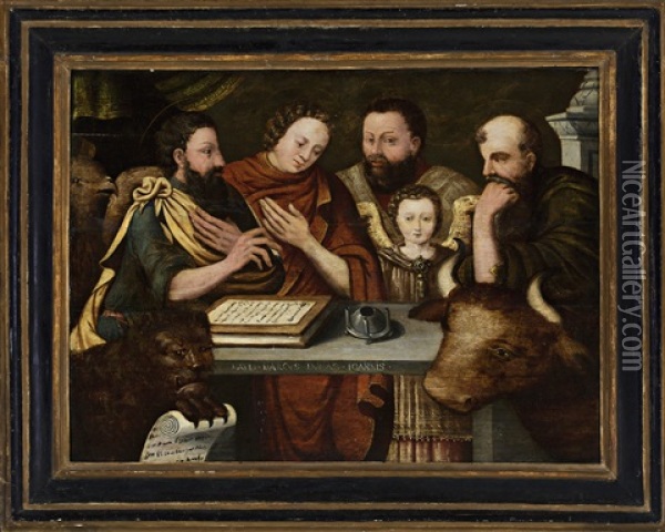Los Cuatro Evangelistas Oil Painting - Frans Floris the Elder