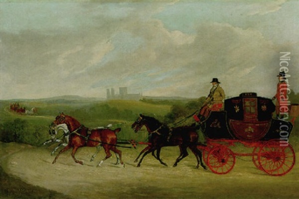 The Edinburgh And London Royal Mail, With York Minster Beyond Oil Painting - David (of York) Dalby
