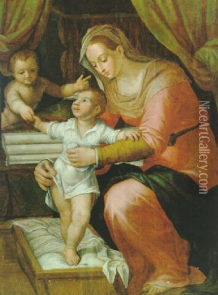 Madonna Mit Kind Und Einem Engel Oil Painting - Giovanni (Il Cosci) Balducci